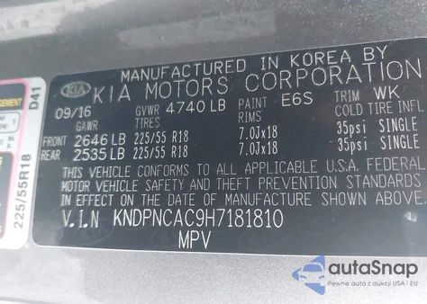 2017 Kia Sportage Ex из США, поврежденный, VIN KNDPNCAC9H7181810